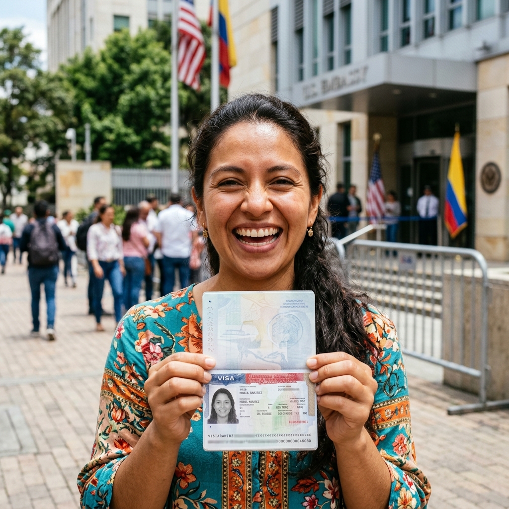 Persona feliz con visa aprobada